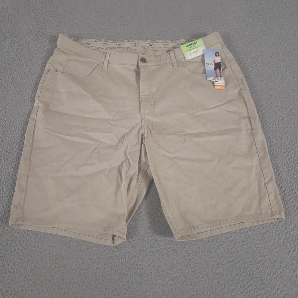 Riders by Lee Shorts Womens 24W Tan Bermuda Comfort Waist Cotton Stretch NEW